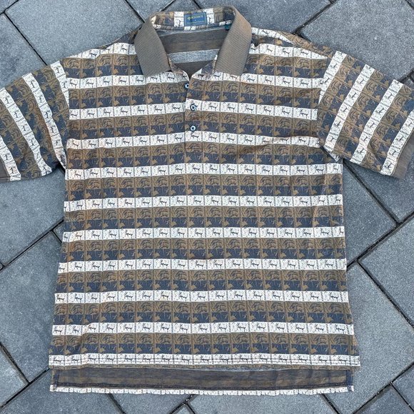 Descente Pattern Polo Golf Shirt RARE pattern - Size L - Picture 2 of 8